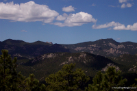 Tips of Cathedral Spires near high point of Iron Mountain Road. Click for larger picture. Iron Mtn Rd View